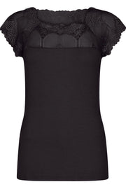 Flora Laced T-Shirt | Black | Blonde top fra State bird