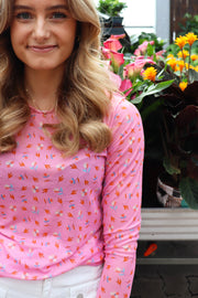 Mesh Top | Pink Red Small Flower | Bluse fra Liberté