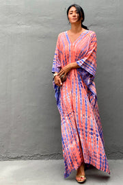 Serengeti Sun Dress | Rose | Tiedye Kaftan kjole fra Statebird