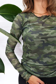 Mesh Top | Camo | Bluse fra Liberté